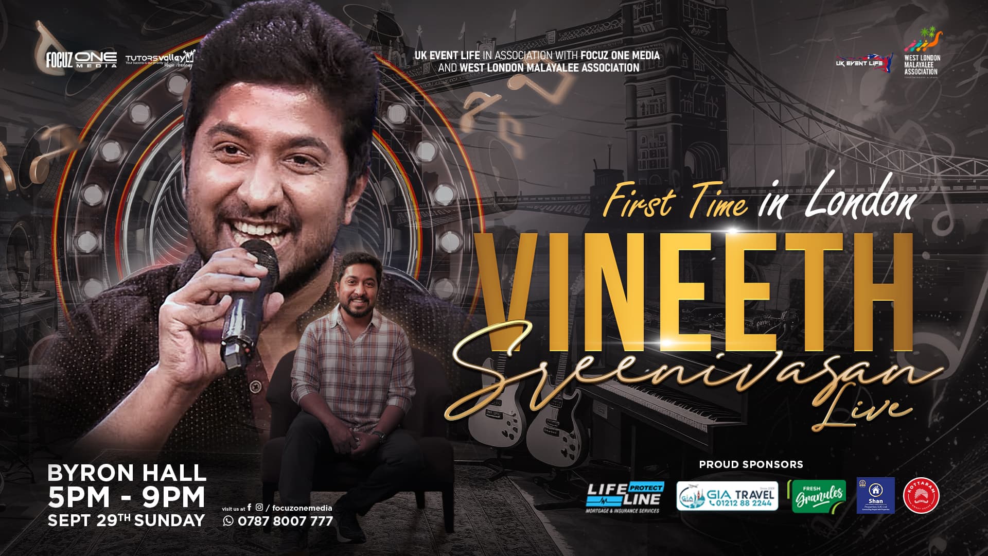 Vineeth Sreenivasan Live In London — official event poster